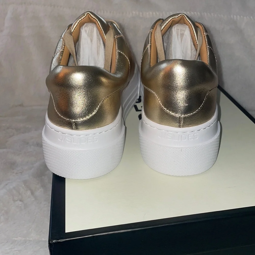 NWT J/SLIDES AMANDA Gold Leather - Picture 10 of 15